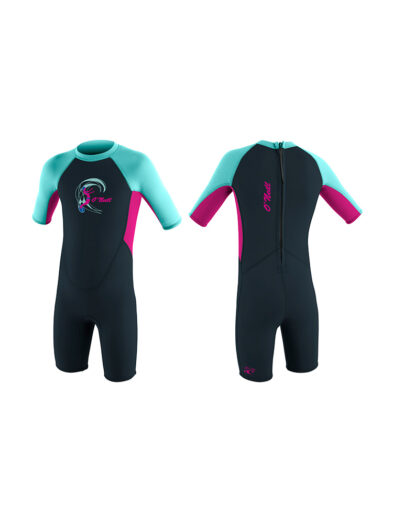 Toddler Reactor-2 2mm Back Zip S/S Spring Girls - Blue Pink Black FU2 4867G