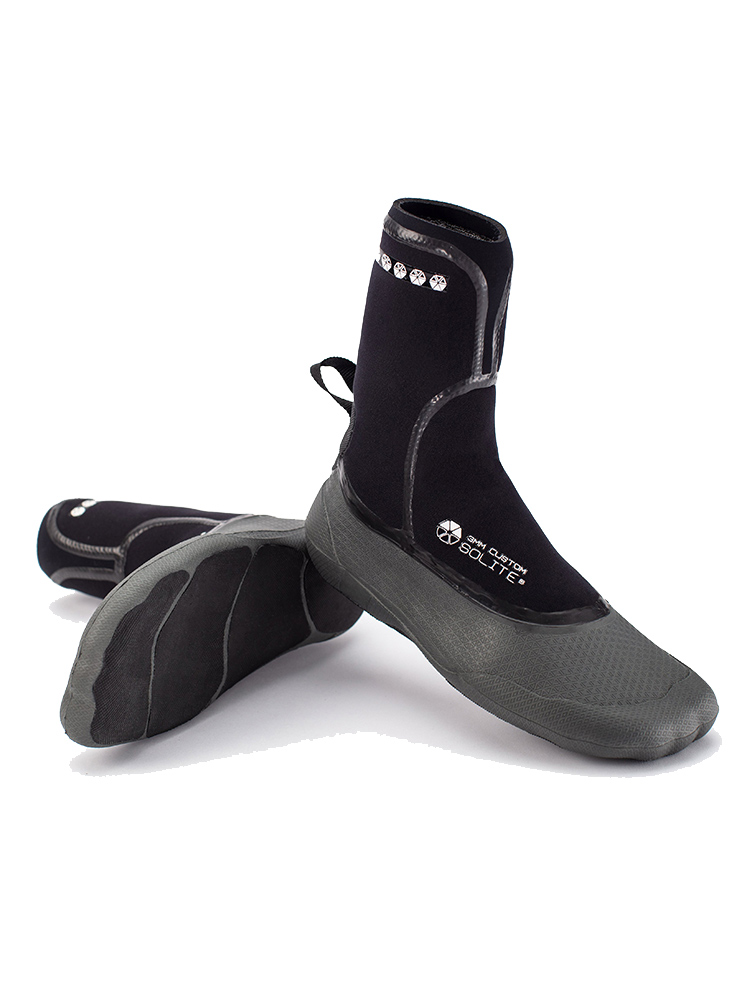 Solite 3mm Heat Mouladble Wetsuit Boots with Socks - Black Grey Solite 3mm Heat Mouladble Wetsuit Boots with Socks - Black Grey