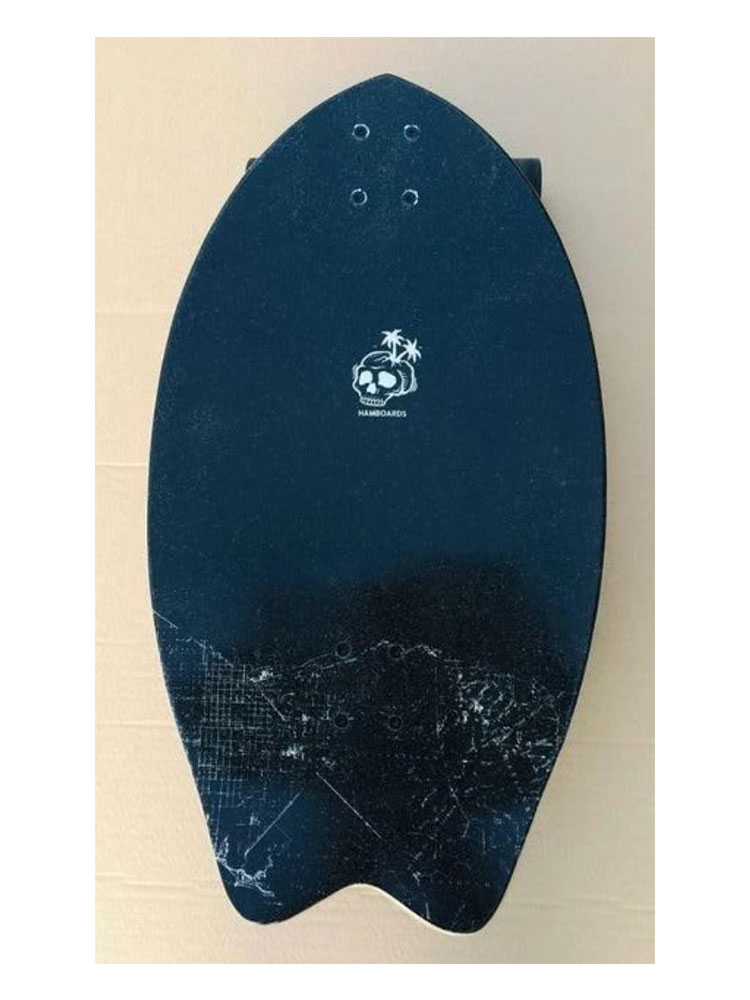 Untitled-1 Hamboards Twisted Fin Surfskate 26" Skateboard Longboard - Blue/Black - Image 1