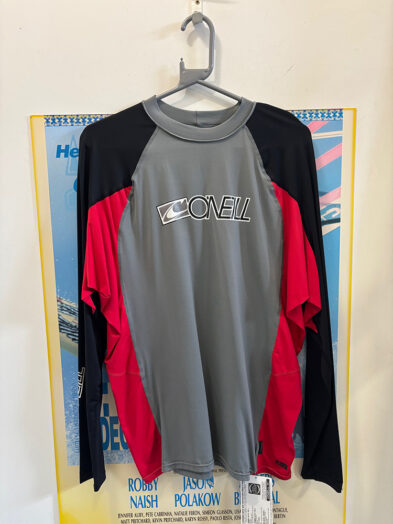 O'Neill Mens L/S Rash Vest - Grey/Red