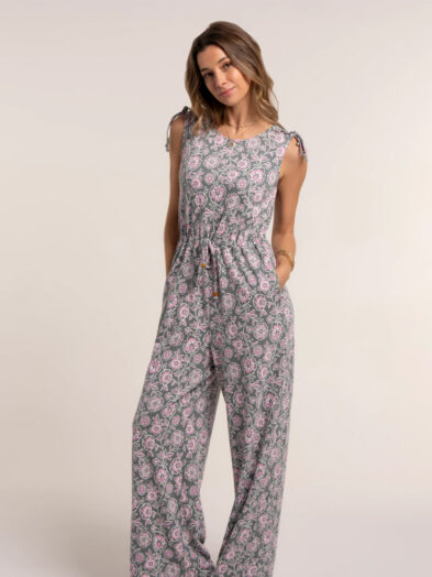 Brakeburn Womens Sari Floral Jersey Jumpsuit