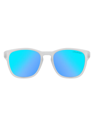 Dirty Dog Sunglasses Lit Satin Xtal Clear Frame | Ice Blue Mirror Polarised Lens - 53779